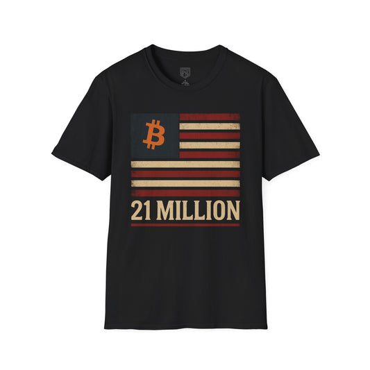 "21 Million" Bitcoin Flag T-Shirt, Crypto Apparel