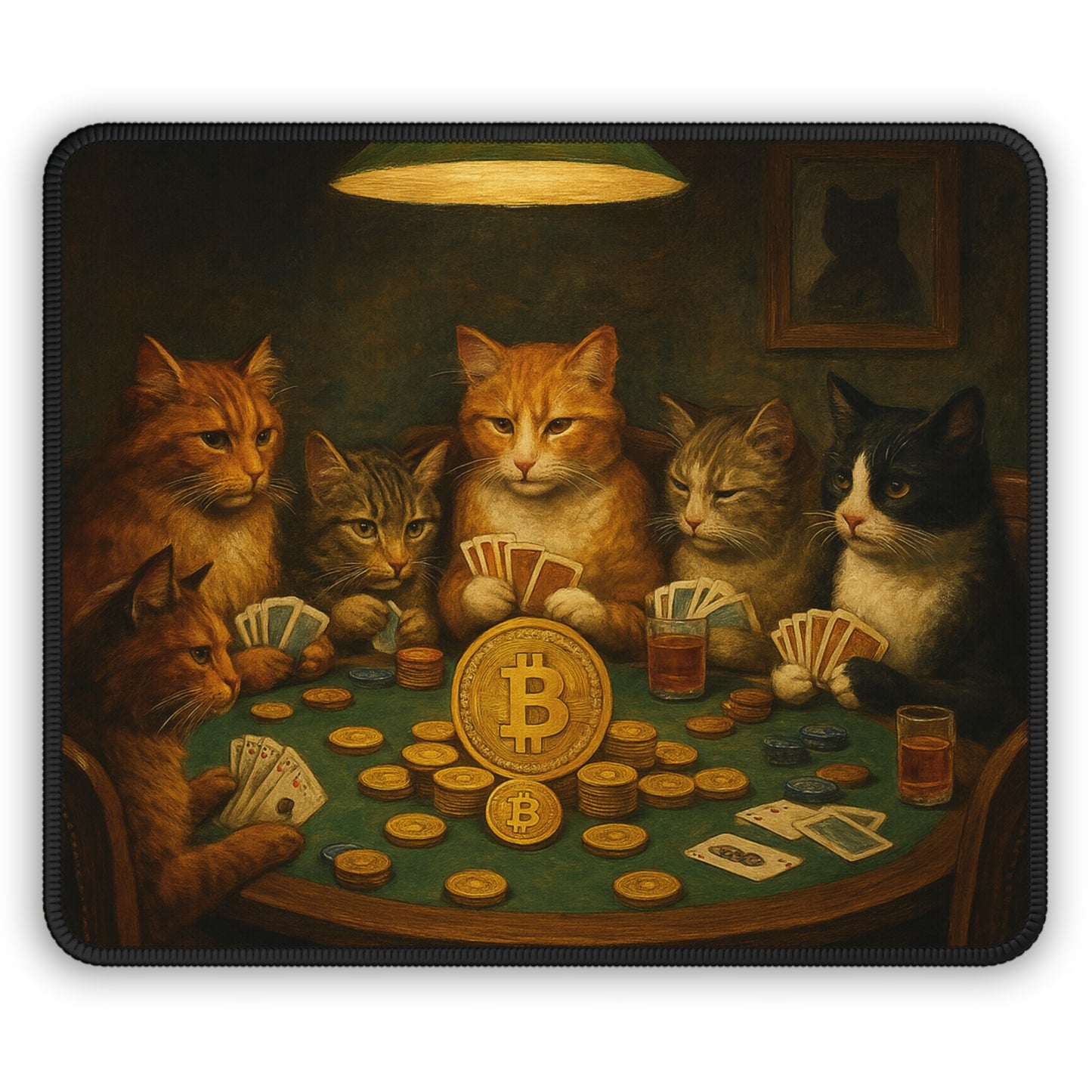 Cats Playing Bitcoin Poker Mousepad: "The Nine Lives Portfolio"