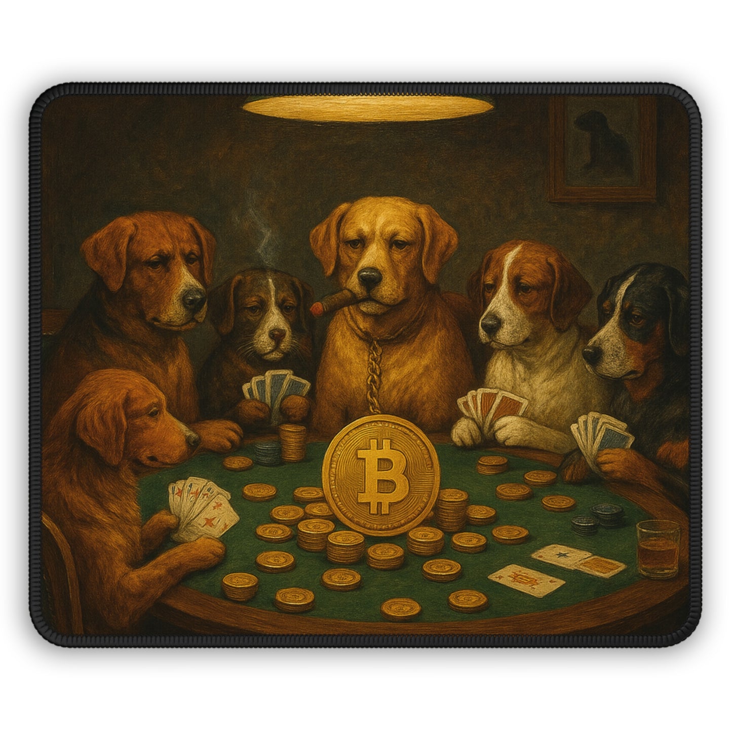 Dogs Playing Bitcoin Poker Mousepad: "The Diamond Paws Foundation"