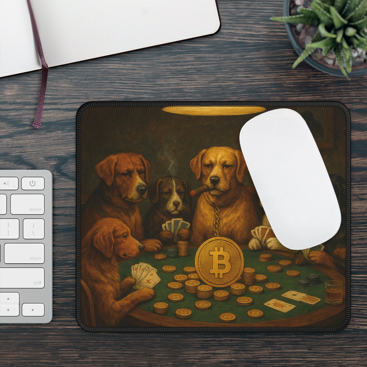 Dogs Playing Bitcoin Poker Mousepad: "The Diamond Paws Foundation"