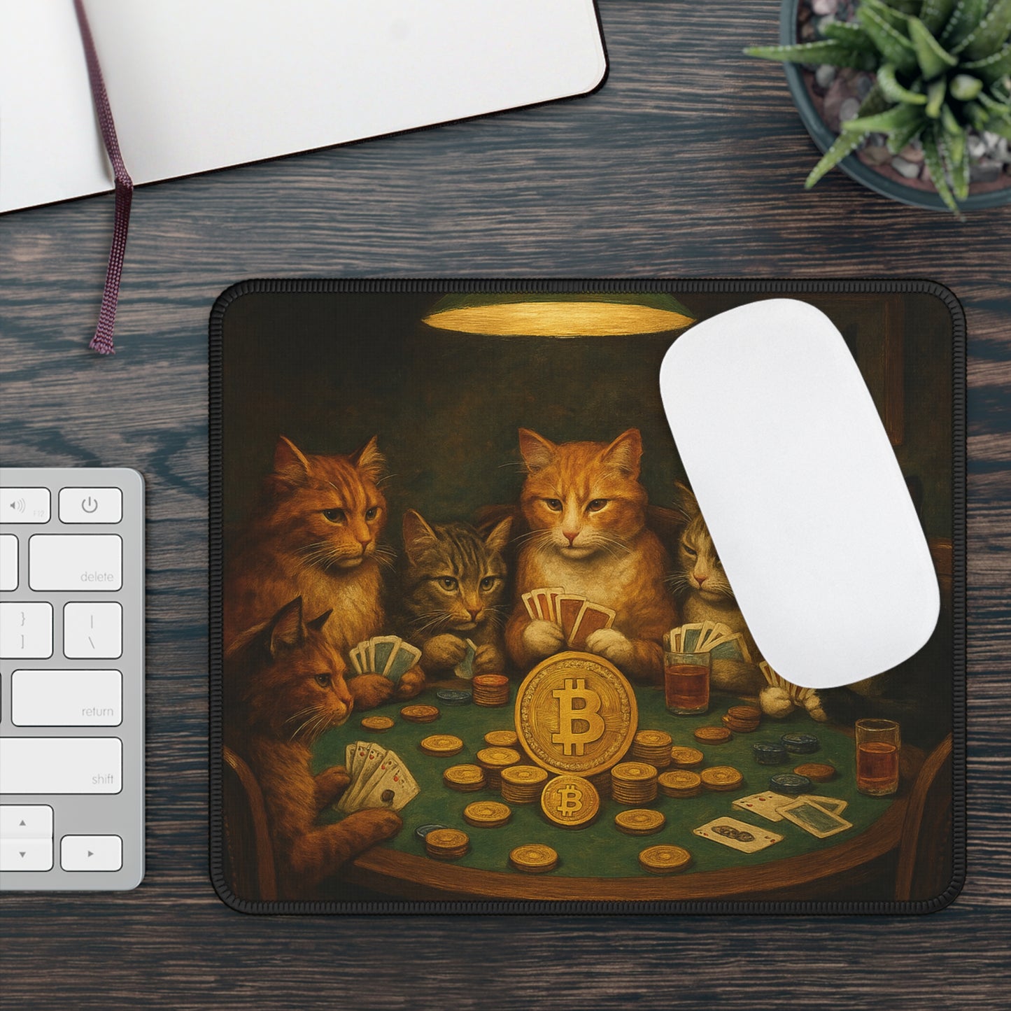 Cats Playing Bitcoin Poker Mousepad: "The Nine Lives Portfolio"