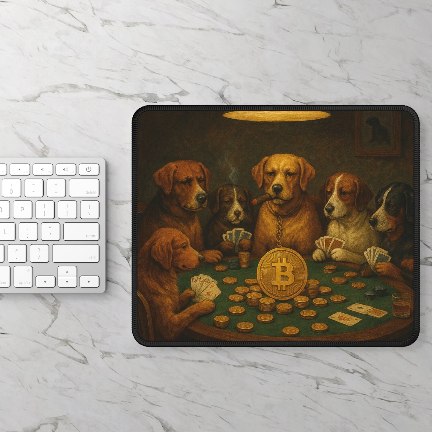 Dogs Playing Bitcoin Poker Mousepad: "The Diamond Paws Foundation"