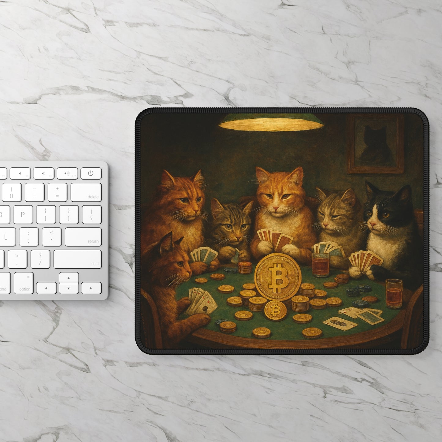 Cats Playing Bitcoin Poker Mousepad: "The Nine Lives Portfolio"